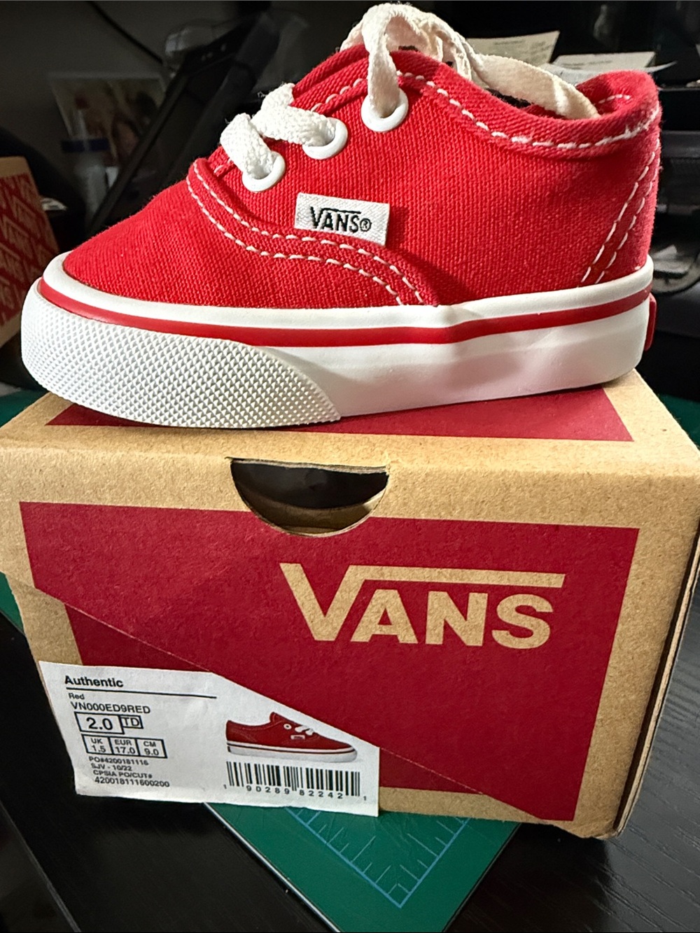 Vans Kids Classic Canvas Sneaker in Bright Red and White